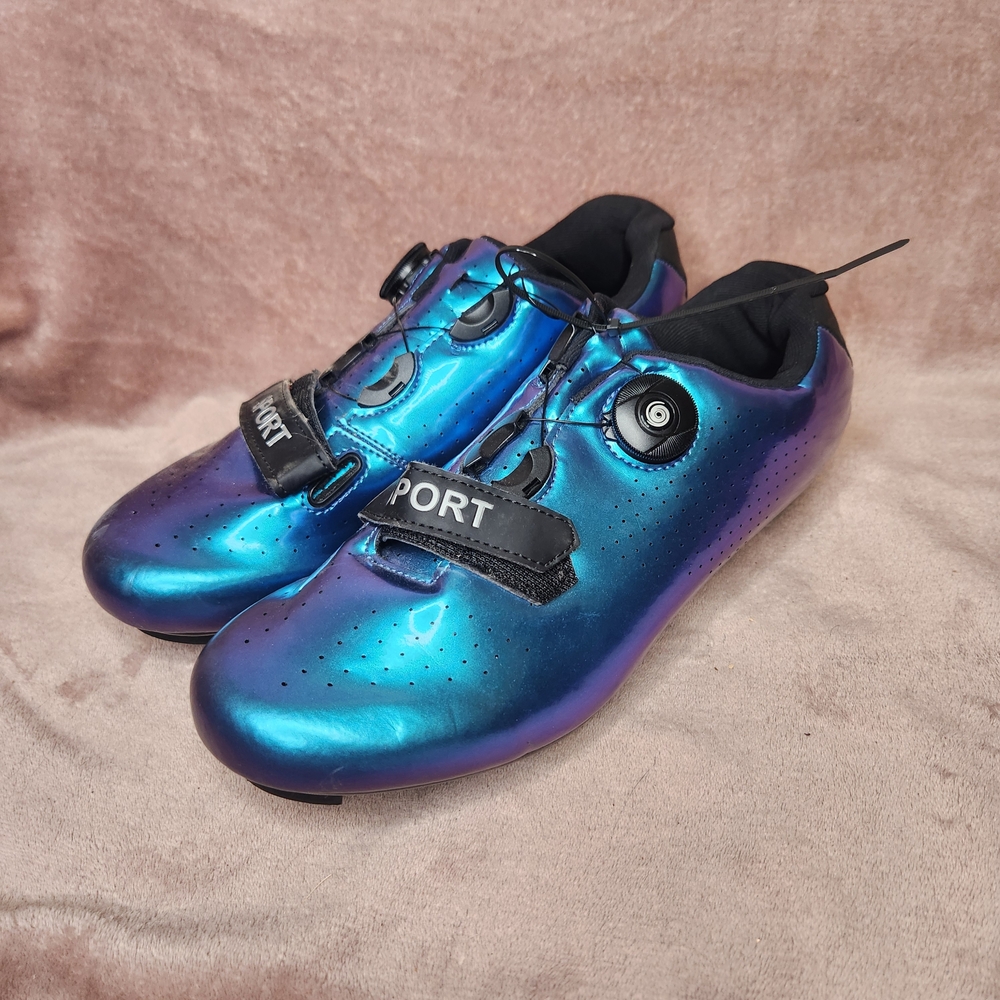 Sport Iridescent Road Bike Cycling Shoes Peloton Blue Purple Size 42